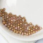 2 mm Round Glass beads Luster - Opaque RoseGold Topaz x 100 pc(s)