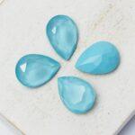 10x14 mm Pear glass cabochon Aquamarine Mokka x 4 pc(s)