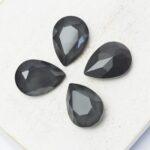 10x14 mm Pear glass cabochon Black Diamond Mokka x 4 pc(s)