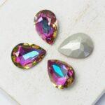 10x14 mm Pear glass cabochon Heliotrope x 4 pc(s)