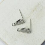 6x11.5 mm  silver-colored Double Wave Cubic Zirconia earstud x 2 pc(s)