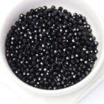 3 mm Preciosa faceted round beads Jet x 25 pc(s)