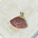 Gemstone drop in metal setting 18x19 mm Natural Strawberry x 1 pc(s)