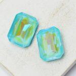 13x18 mm octagon glass cabochon Aquamarine Shine x 2 pc(s)