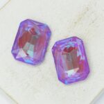 13x18 mm octagon glass cabochon Violet shine x 2 pc(s)