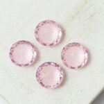 10 mm round PURE glass cabochon with lotus flower Light Rose x 4 pc(s)