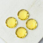 10 mm round PURE glass cabochon with lotus flower Light Topaz x 4 pc(s)