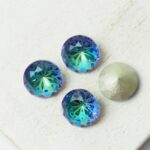 10 mm round glass cabochon with lotus flower Ocean Blue x 4 pc(s)