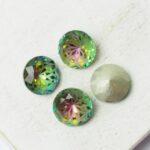 10 mm round glass cabochon with lotus flower Vitrail Rose x 4 pc(s)