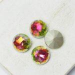 10 mm Low Cut glass cabochon Vitrail Rose Laser Light x 4 pc(s)