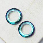 14 mm round ring glass Bermuda Blue x 2 pc(s)