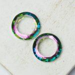 14 mm round ring glass Vitrail Rose x 2 pc(s)