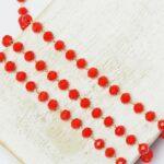3 mm Gold-colored chain with Red beads x 50 cm