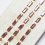 3x7 mm  Preciosa Baguette Chain Light Rose in raw setting 30 cm