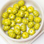 8x11 mm Pumpkin bead Yellow Blue Travertin x 10 pc(s)