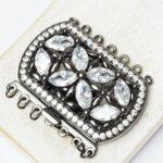 34x43 mm Flower Cubic Zirconia box clasp Black x 1 pc(s)