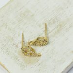 6x11.5 mm Gold-colored Double wave earstud with Cubic Zirconia x 2 pc(s)