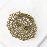 34 mm Antique bronze filigree Big Flower Ring x 2 pc(s)