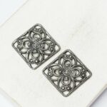 17x17 mm Patina silver filigree Lucky Clover x 2 pc(s)