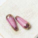 9x20 mm Fire-polished drop beads 74020-14415 Pink Coral Bronze x 6 pc(s)