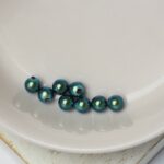 4 mm Preciosa half-drilled nacre pearls Pearlescent Peacock Green x 8 pc(s)