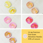 12 mm Cushion Cut Glass Cabochon Bundle SHINE - SUN x 6 colors