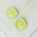 12 mm cushion cut glass cabochon  Peridot Shine x 2 pc(s)