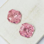 14 mm square glass cabochon with lotus flower Light Rose x 2 pc(s)