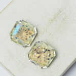 14 mm square glass cabochon with lotus flower Moonlight x 2 pc(s)