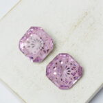 14 mm square glass cabochon with lotus flower Violet x 2 pc(s)