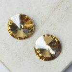 14 mm rivoli round glass cabochon Golden Shadow x 2 pc(s)
