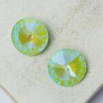 14 mm rivoli round glass cabochon Peridot Shine x 2 pc(s)