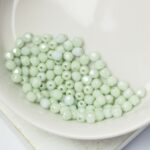 3 mm Fire-polished round beads 03000-14457 Chalk White Mint Luster x 100 pc(s)