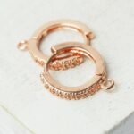 14x16 mm Rose Gold-colored Round Cubic Zirconia leverback earring x 2 pc(s)