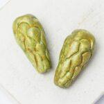 12x25 mm Cactus Bead Alabaster Green Picasso x 2 pc(s)
