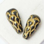 12x25 mm Cactus Bead Jet With Gold Painted x 2 pc(s)