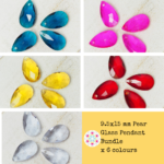 9.5x15 mm pear glass pendant Bundle x 6 colours