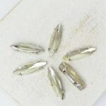 4x15 mm navette glass cabochon Jonquil with Silver Colored claw x 6 pc(s)
