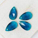 9.5x15 mm pear glass pendant Dark Cyan x 4 pc(s)