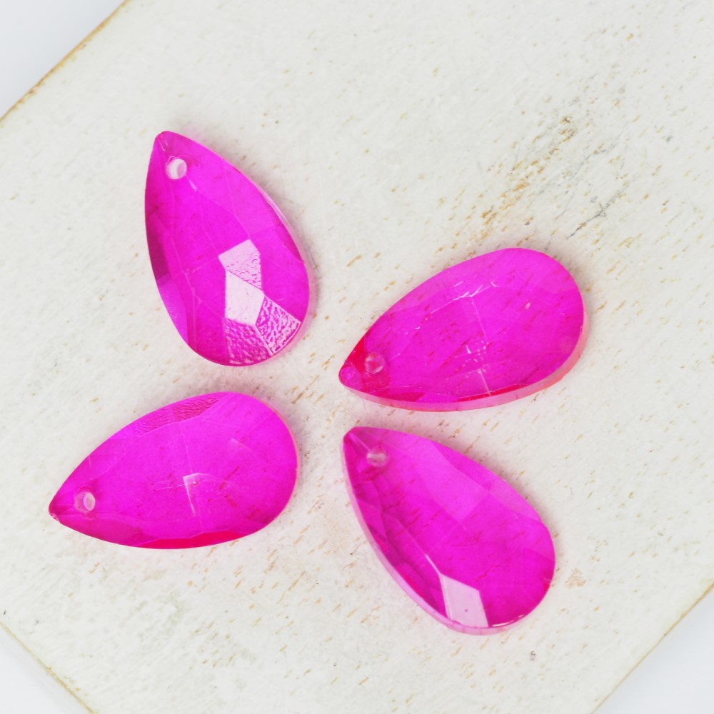 9 5 15 Mm Pear Glass Pendant Fuchsia X 4 Pc s 