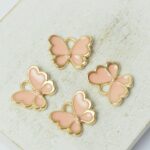 10.5x13 mm Butterfly charm Misty Rose Gold-colored x 4 pc(s)