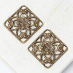 17x17 mm Lucky Clover filigree Antique bronze x 2 pc(s)