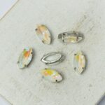 5x10 mm navette glass cabochon Crystal Shine with silver-colored claw x 6 pc(s)