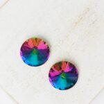 12 mm round glass cabochon Purple Volcano x 2 pc(s)