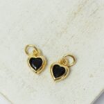 7x9.5 mm Petit Heart charm Gold-colored Black x 2 pc(s)