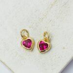 7x9.5 mm Petit Heart charm Gold-colored Fuchsia x 2 pc(s)