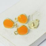 10x14 mm Shield earstud Gold-colored Orange x 4 pc(s)