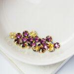 4 mm / ss16 Preciosa sew-on rhinestone Amethyst in Gold-colored setting x 20 pc(s)