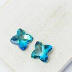 14x14 mm forget me not glass cabochon Bermuda Blue x 2 pc(s)