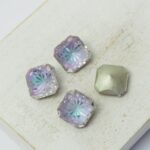 10 mm square glass cabochon with lotus flower Vitrail Light x 4 pc(s)